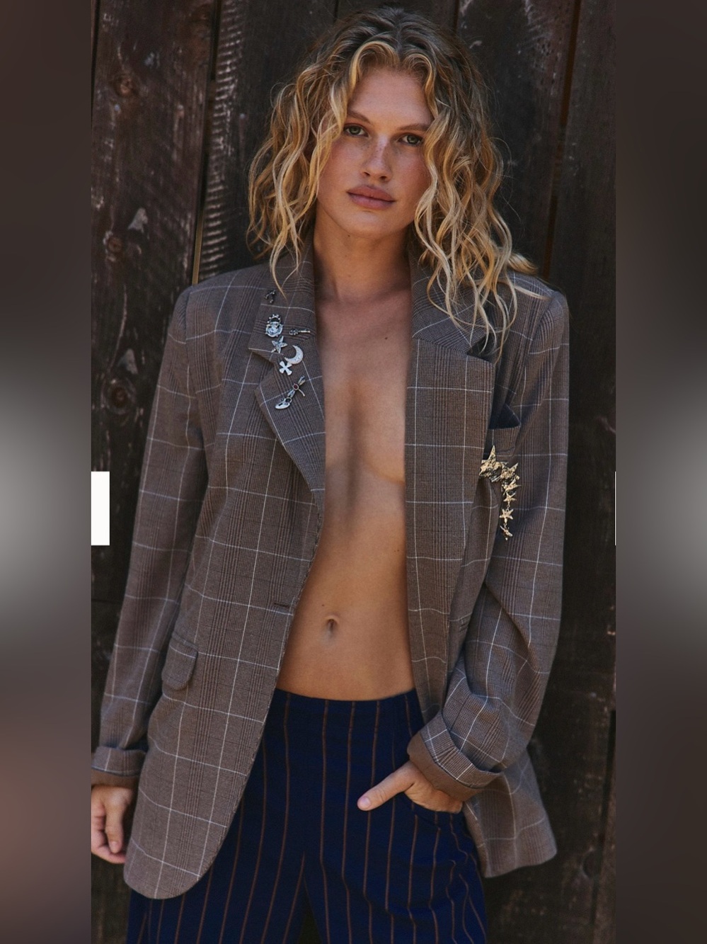 Free People Paper Cut Pinstripe Blazer